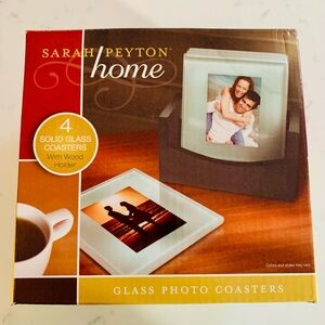 Sarah Peyton Home Wood & Glass photo frame display drink coasters and hol…